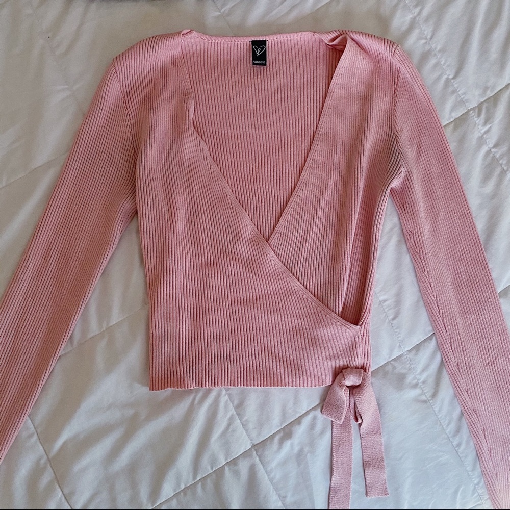 WINDSOR Ribbed Pink Ballerina “Wrap” Top
